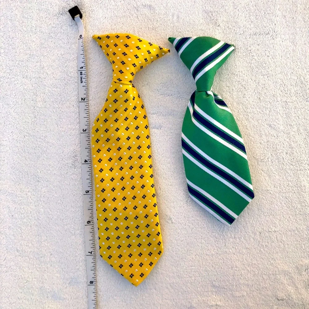 Boys Clip On Ties Green and Yellow Easter